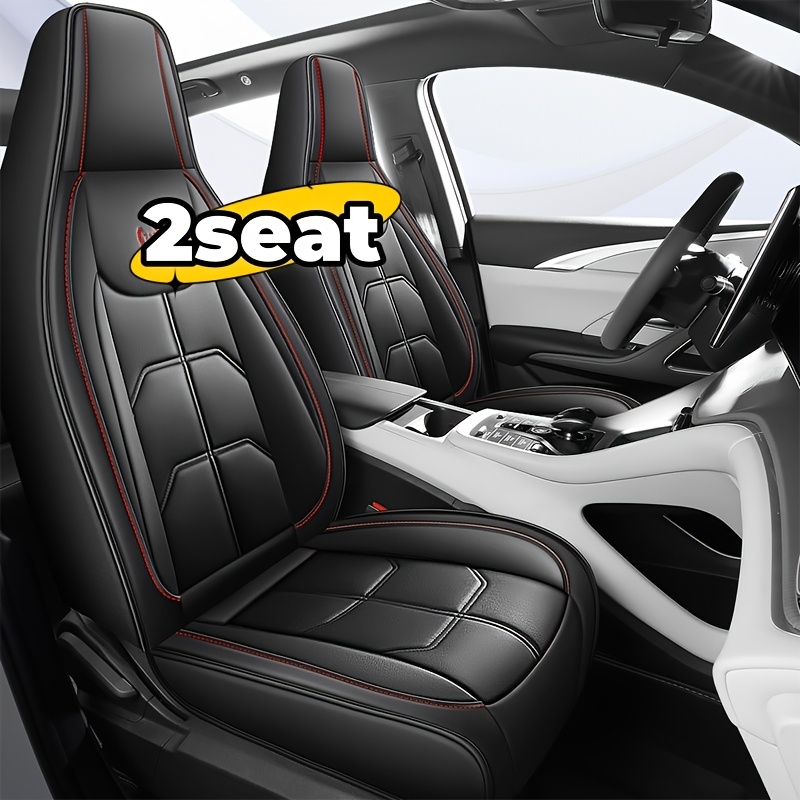TEMU 2pcs Leather Car Seat Covers - , Non-slip, Anti-wear, Universal Fit For Front Seats, Sports , Sports Car Seats| Seats|durable Car Seats