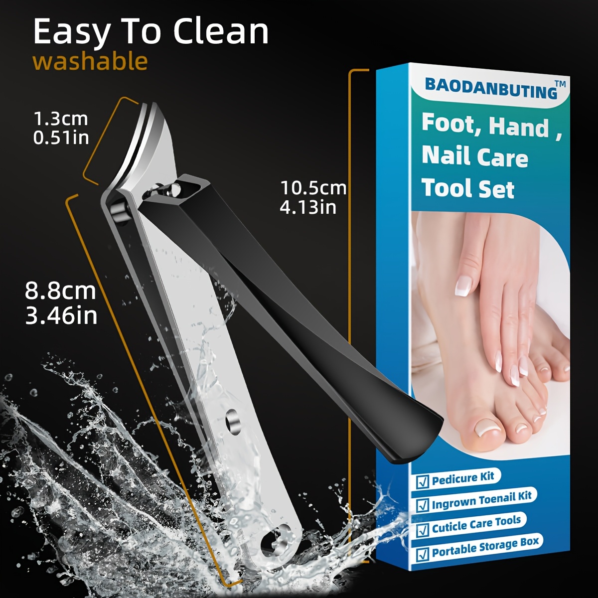 Image of Ingrown Nail Clippers, Slanted Toe Nail Clippers For Ingrown Toenails & Fingernail, Stainless Steel Toenail Clippers Cutter, Angled Nail Clippers For Seniors, Men, Women