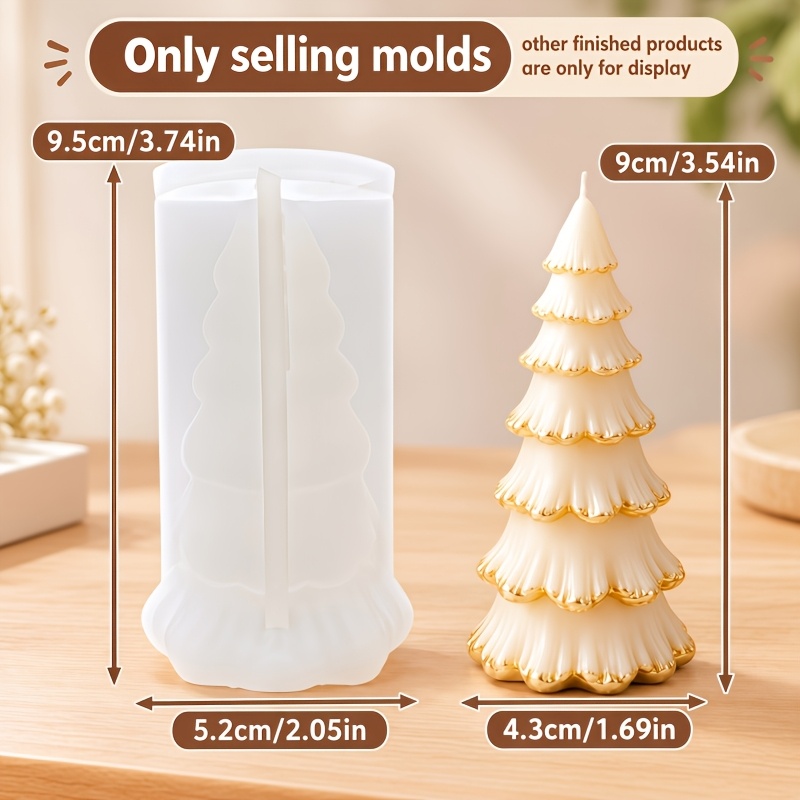 TEMU 1pc Christmas Tree Silicone Mold Suitable For Plaster, Resin, Candle & Diffuser Stone Making - Craft Mold Ornate Branches For Holiday