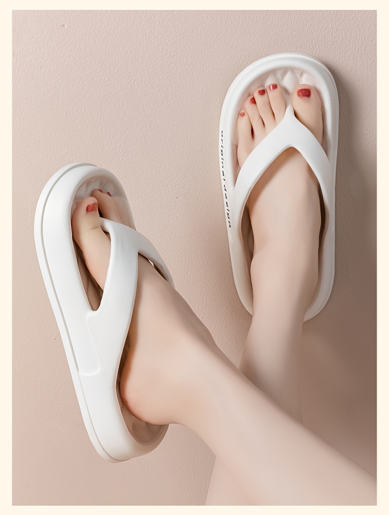 Simple Letter Print Flip Flops, Casual Clip Toe Summer Shoes, Comfortable Indoor Home Slides