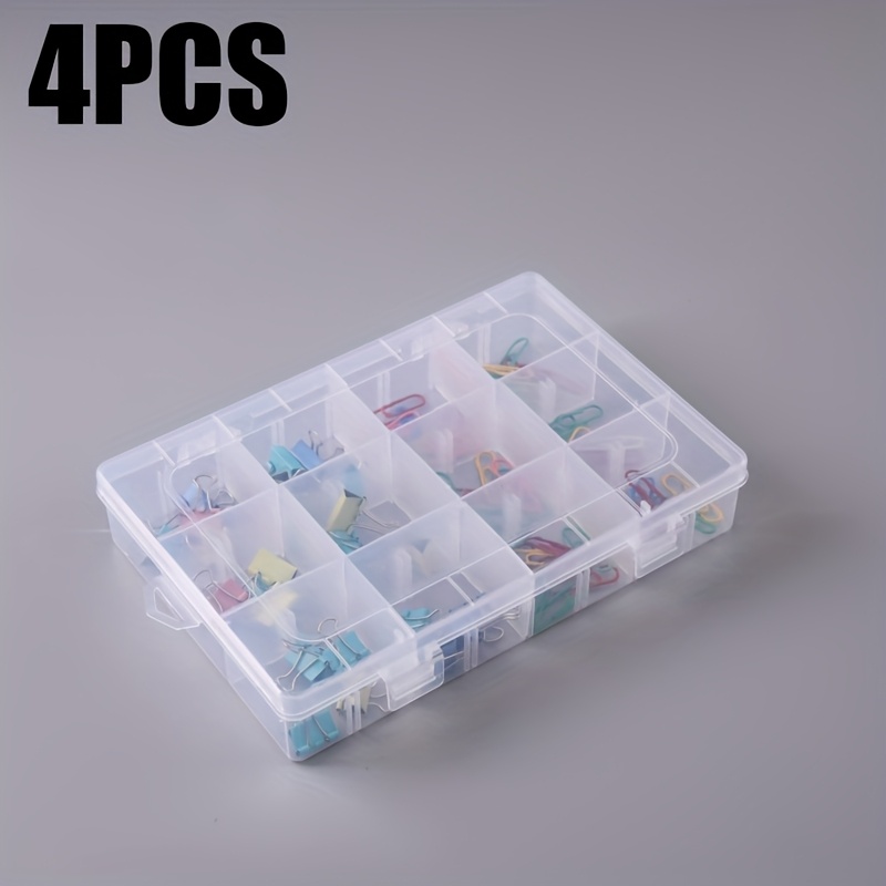 Image of 4pcs Multifunctional Transparent Plastic Storage Boxes With Removable Dividers - Ideal For Organizing Jewelry, Small Parts, And Office Supplies, Includes Practical Hooks, Jewelry Boxes