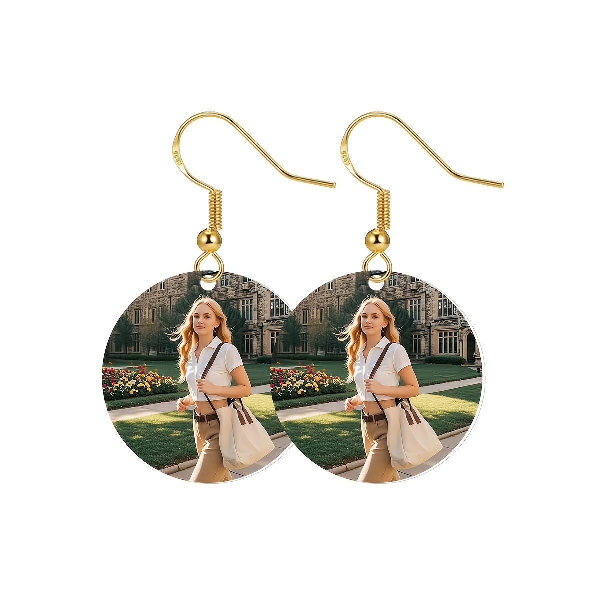 TEMU 2pcs Customized Acrylic Pendant Earrings, 4 Different Pendant Shapes Available, Personalized Custom Photos, Creative Acrylic Earrings, Birthday