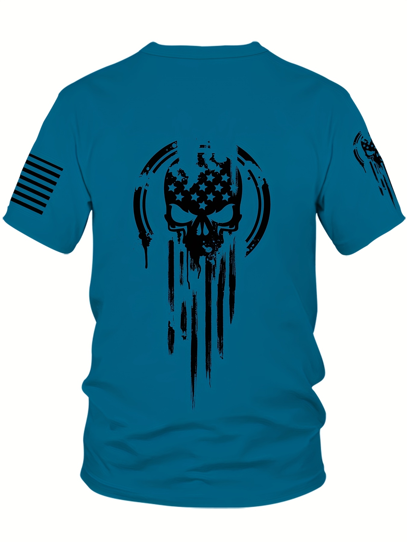 1pc HXMRBY Men'S 3D American Warrior Skull Military Print T-Shirt, Casual Sports Crew Neck Tee, Polyester Knit Fabric with Slight Stretch, Regular Fit for Summer Daily Wear, Plus Size