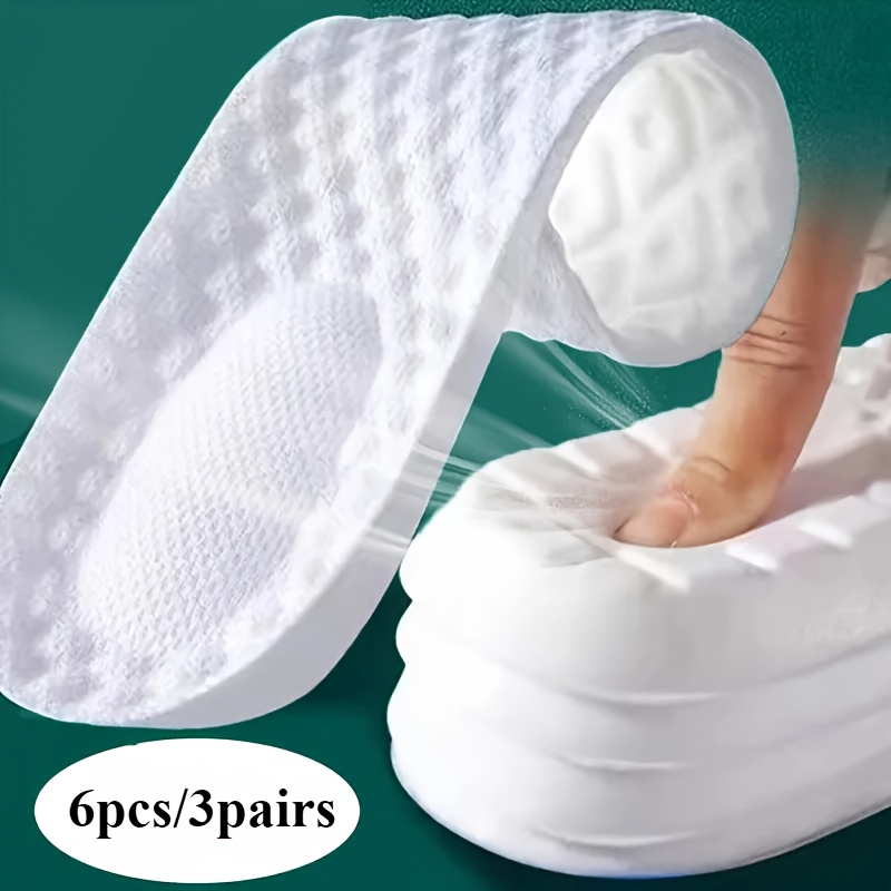 set of 6pcs or 3 pairs of extremely soft 4d support insoles moisture wicking shock absorbing workout mat     for running shoes   from eva material ideal for everyday footwear and athletic shoes
