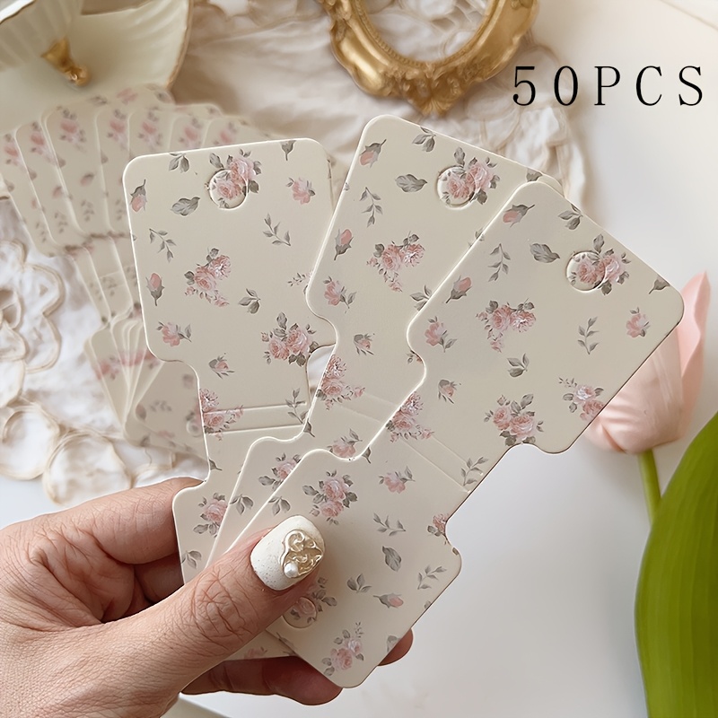 TEMU 50pcs Floral Hair Accessories Set: Elastic Hair Ties, Necklaces, Bracelets, And Card Packaging With Hair Clips