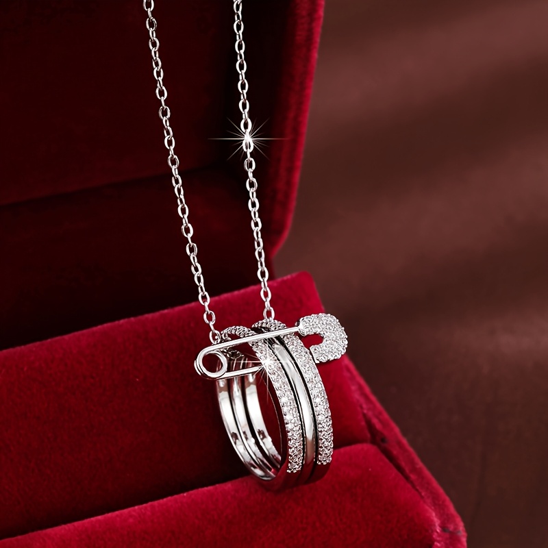 TEMU 1 Collar de Mujer con Diseño de Pin Moderno y Zirconia Sintética