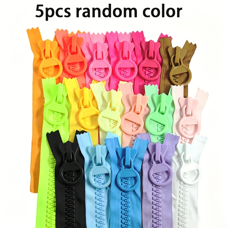Image of Random 3/5pcs From 20-color Resin Zipper Pencil Case Clothing Special Round Piece Cosmetic Bag Small Bag Large Tooth Plastic Zipper