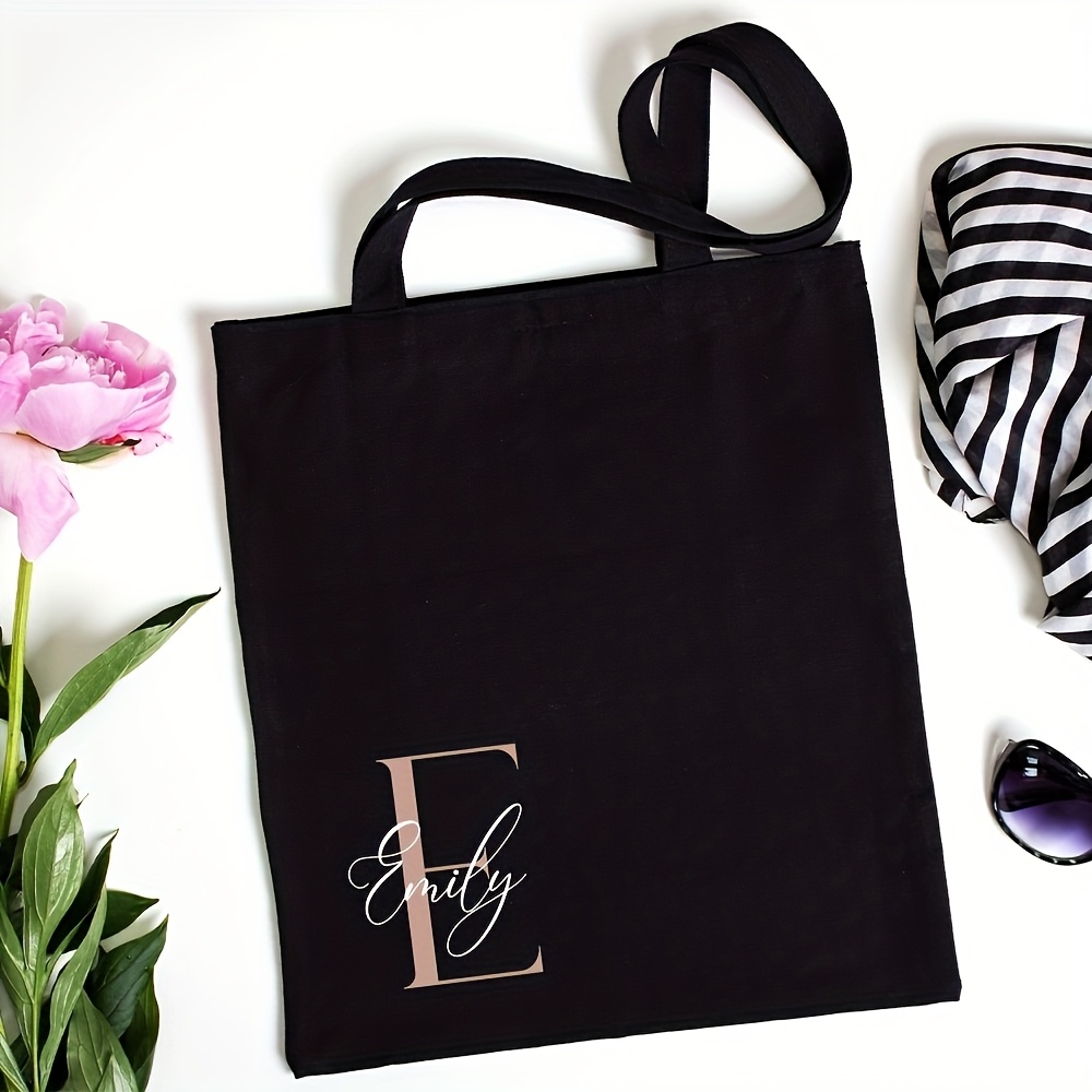 TEMU Personalized Initial Tote Bag Custom Letter Combination Shopping Bag Monogrammed Name Initial Purse Perfect Gift For Bridesmaids And Weddings