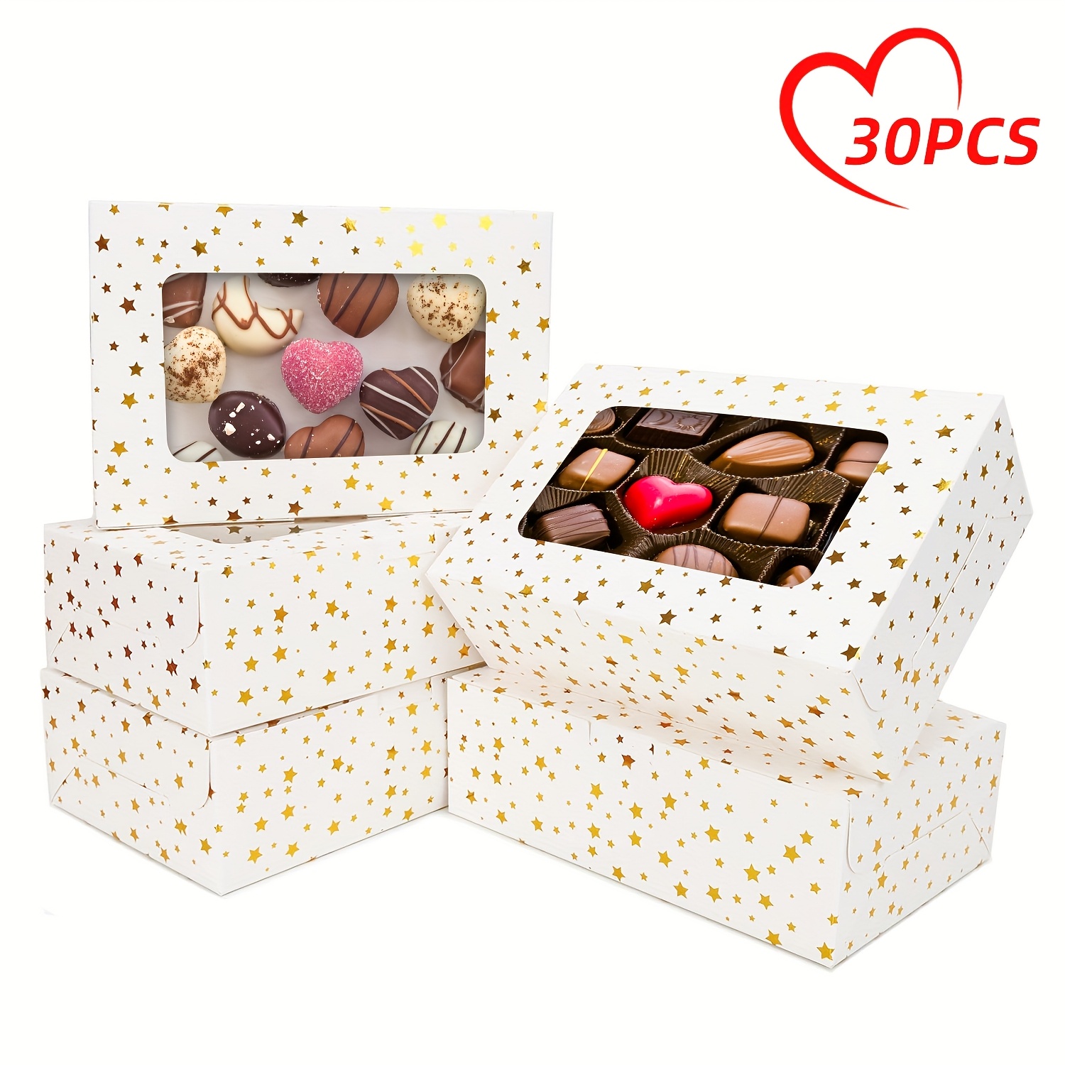 

Superlele 30pcs 9x6x3in Valentines Bakery Boxes, The , Boxes With Window, Cake Boxes For Valentines Gift , Pastry Dessert Cupcakes Box, Candy Donut Packaging, For Valentines Decorations, Gift Wrapping