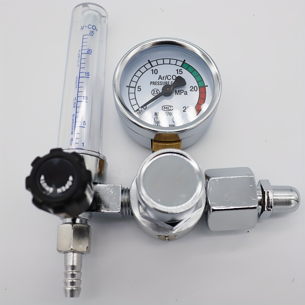 TEMU Argon Gas Regulator 0-25mpa, Stainless Steel, Durable Zinc Alloy - For Mig & Tig Welding -to-read Gauge