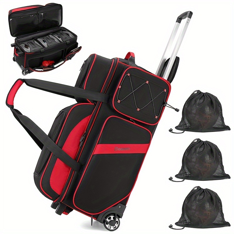 3 ball bowling bag rollers bowling bags secure fixed ball - Temu