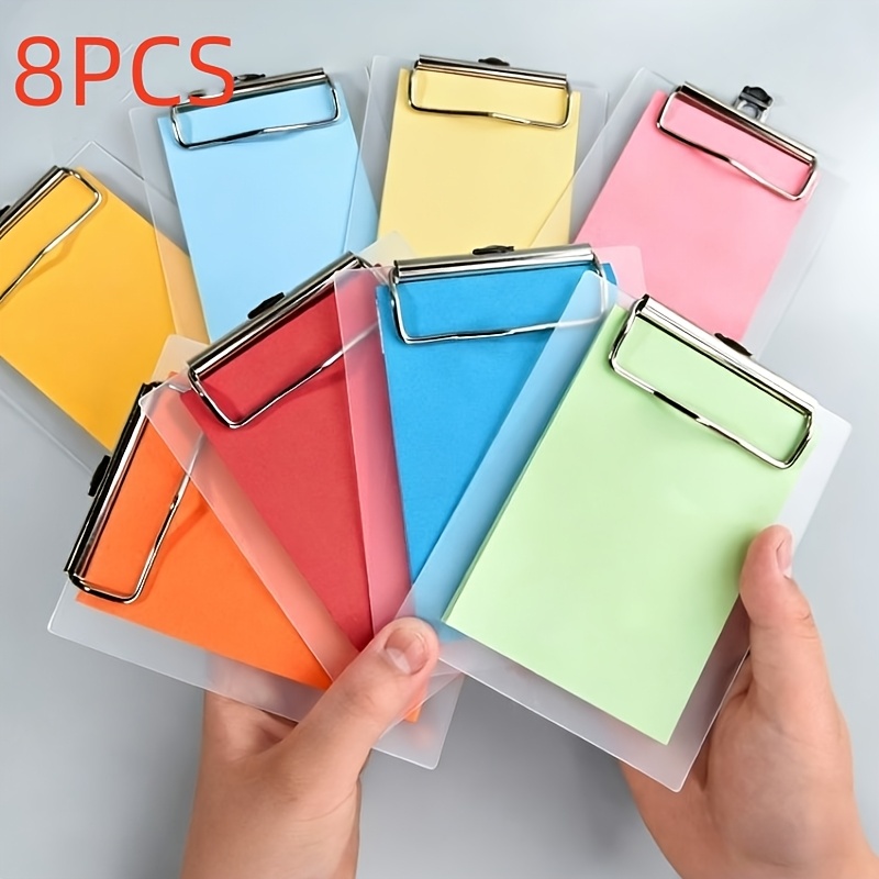 TEMU 4 Sets Of 8pcs Mini Transparent Loose-leaf Notebook Sets With Random Color Matching And Color-coded Notebook Clips, Portable File Folder Storage