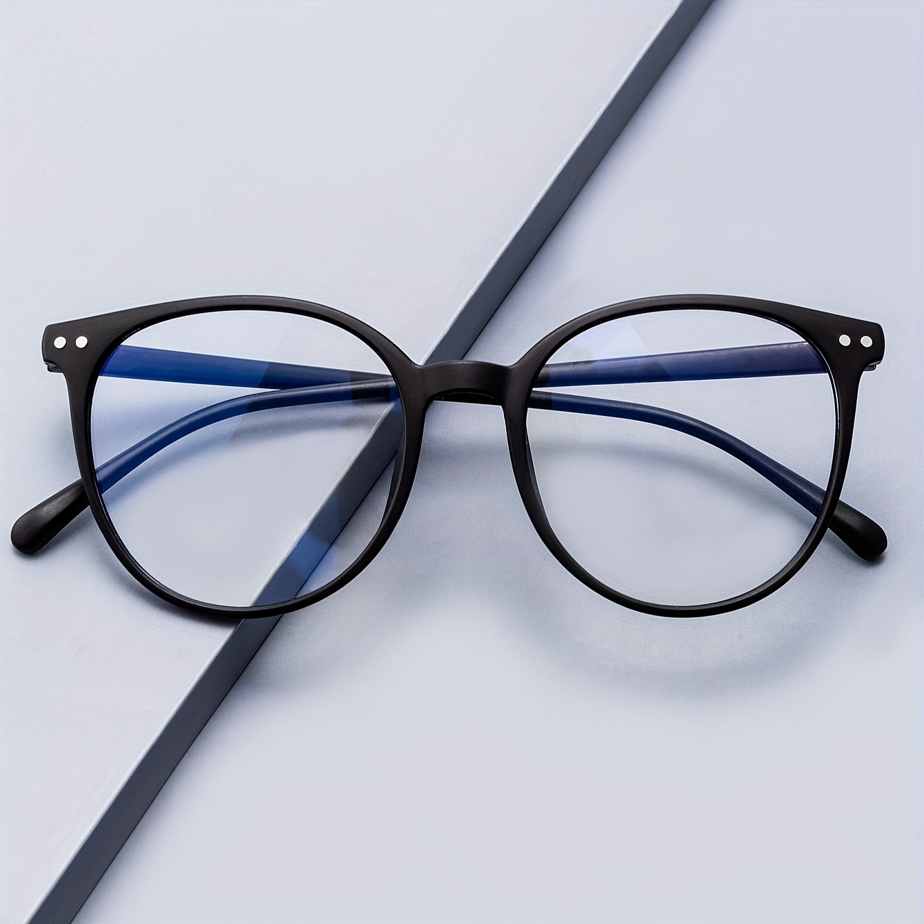 womens   simple and fashionable round computer glasses with clear lenses suitable for office work and reading