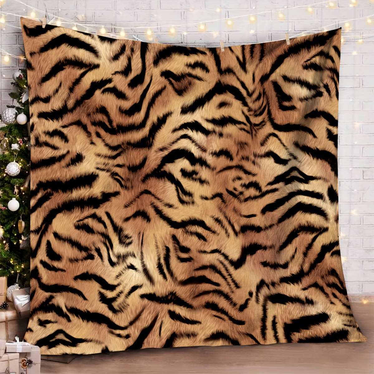 

1pc Holiday Gifts Blanket For Daughter Tiger Print Soft Blanket Flannel Blanket For Couch Sofa Office Bed Camping Travel, Multi-purpose Gift Blanket For All Season