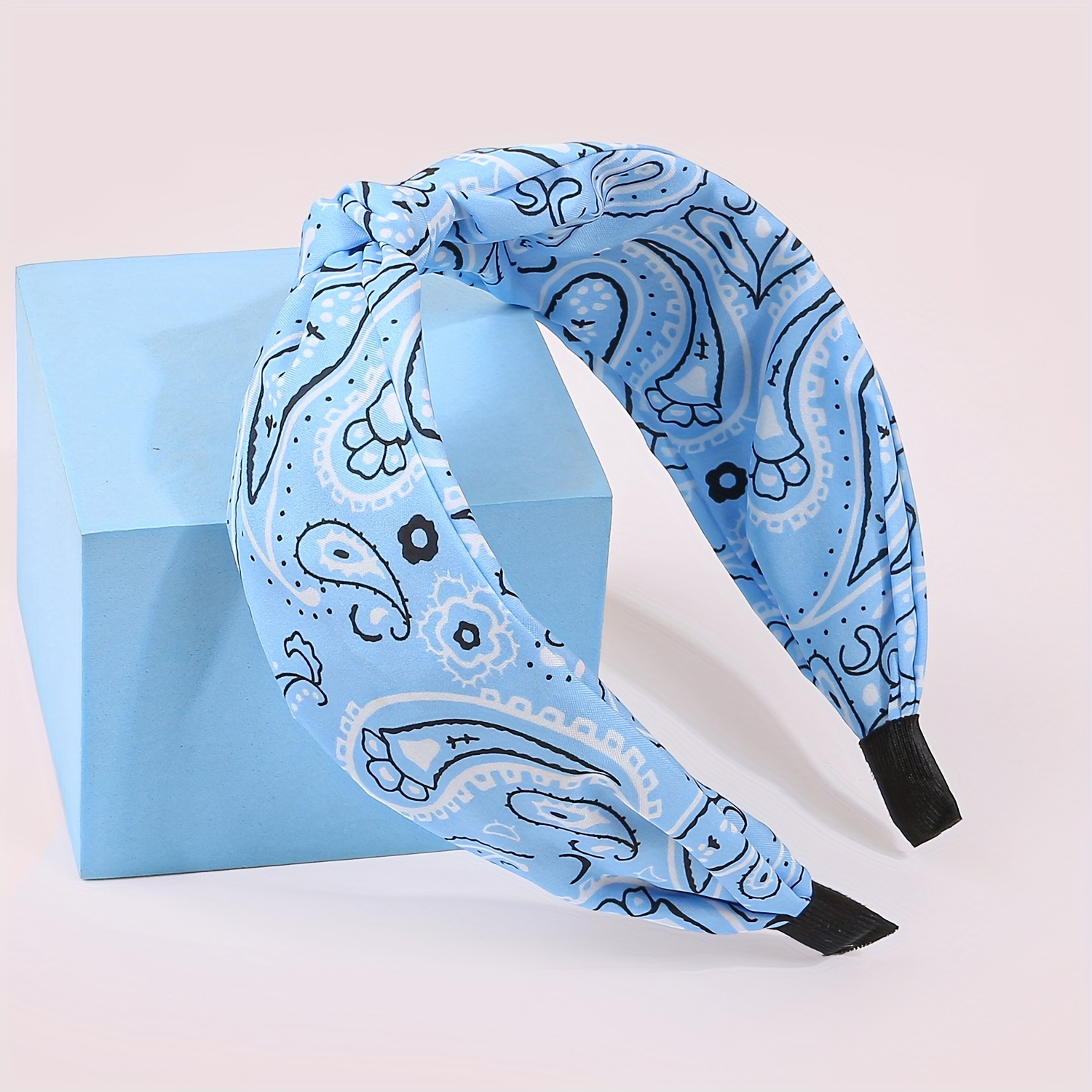 TEMU Single Bohemian Paisley Headband For Women - Soft Fabric Elastic Hair Band With Intricate Floral Print, Options For Mother’s Day Gift, Casual &
