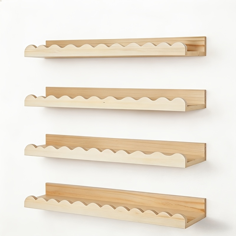 TEMU 4pcs Set Of Thickened Sturdy Wall-mounted Floating Shelves, Heavy-duty Rustic Style Storage Rack, Easy-to-install Wall Decor For Living Room And