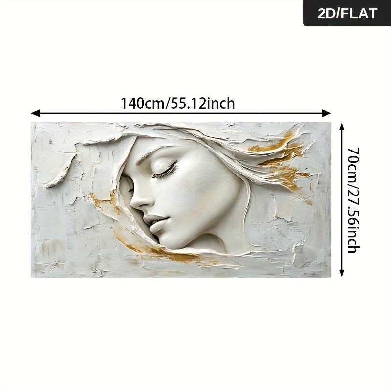 TEMU 2d Flat 1pc 27.56*55.12in/70cm*140cm Frameless Modern Abstract Portrait Of A Woman's Face Print Art Wall Art Canvas Painting Art For Living Room