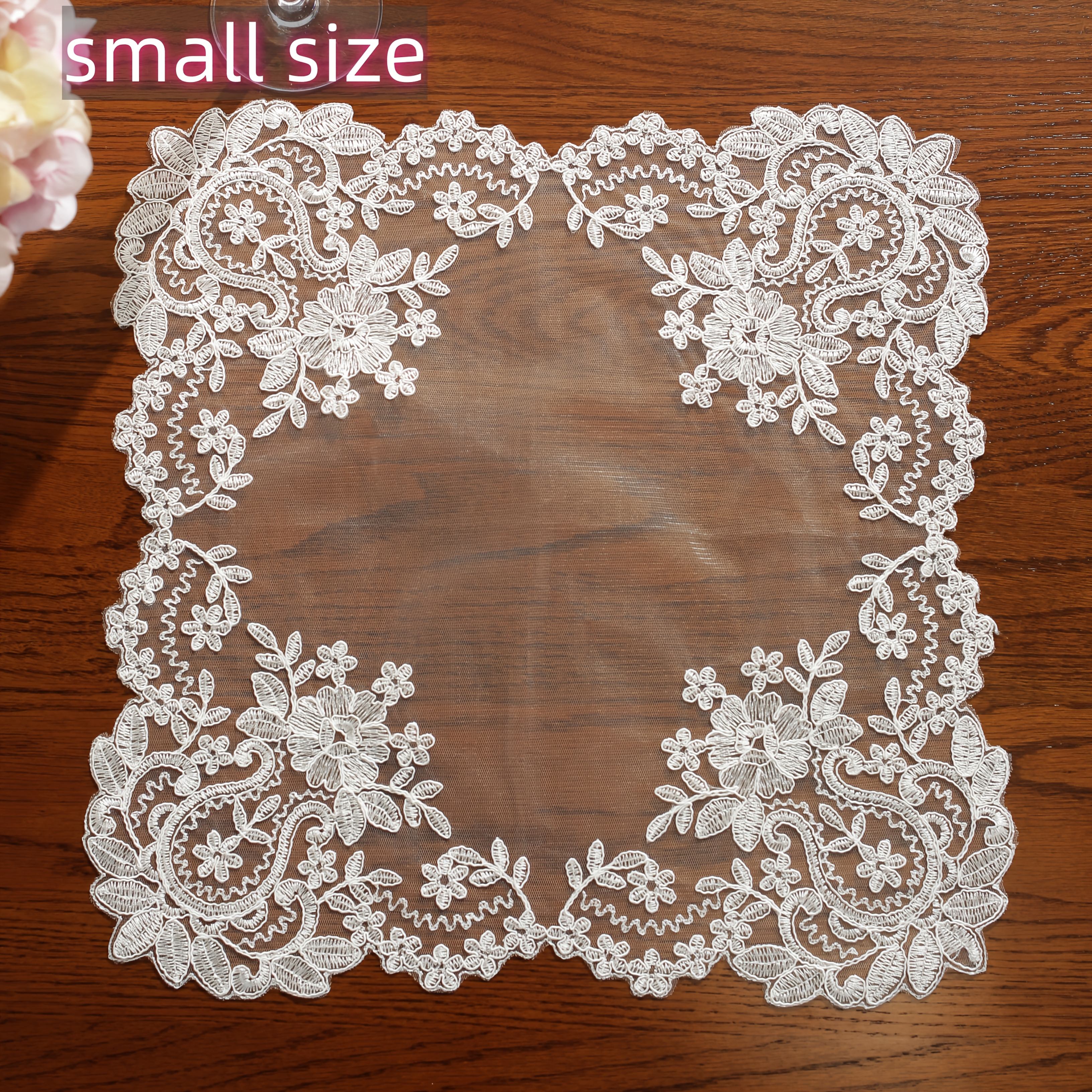 1pc Fiber White Mesh Fabric With Floral Country Scenery For Home Decor, Family Gathering, Holiday Decor, Camping Decor, Wedding, Party, Gifts
