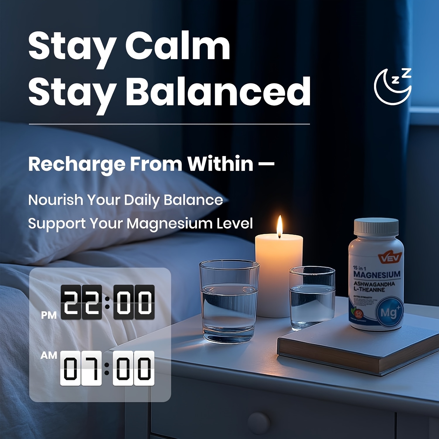 Stress Manager Capsules with Rhodiola, Ashwagandha & Magnesium for Mood, Sleep & Cortisol Balance, 60 Count