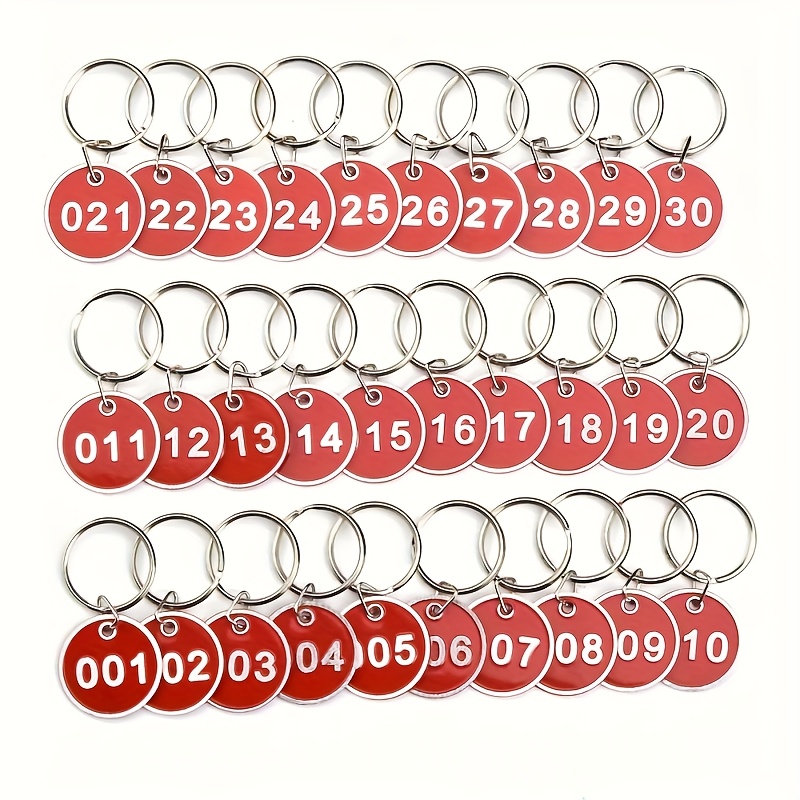 Image of Metal Key Rings With Numbered Tags For Organization And Sorting (30pcs: 001-030)