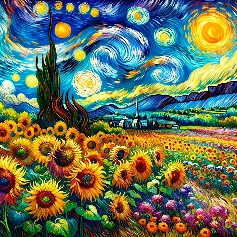 

5d Sunflower Starry Diamond Art Painting Kits For Beginners – Simple Full Round Bead Art, Easy Diy Craft, Perfect Wall Decor