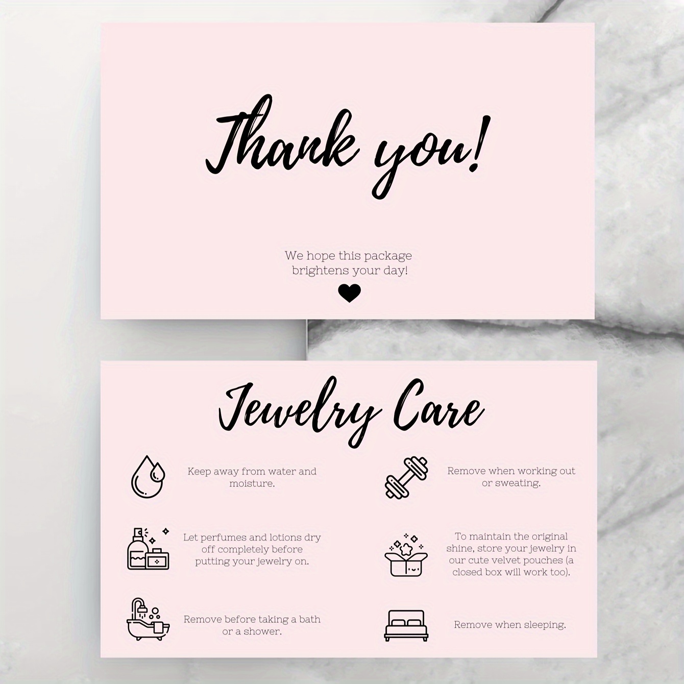 

Jewelry Care Instructions Card: 50 Pcs, 9*5.4cm, Thank You Card, Jewelry Packaging Insert, Office Supplies, Paper Cards