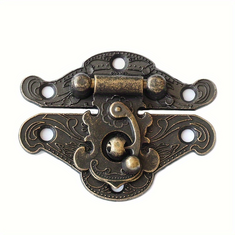 

1pc Vintage Metal Hasp And Buckle Lock For Wooden Boxes, Antique Brass Jewelry , Decorative Furniture Hardware Accessory