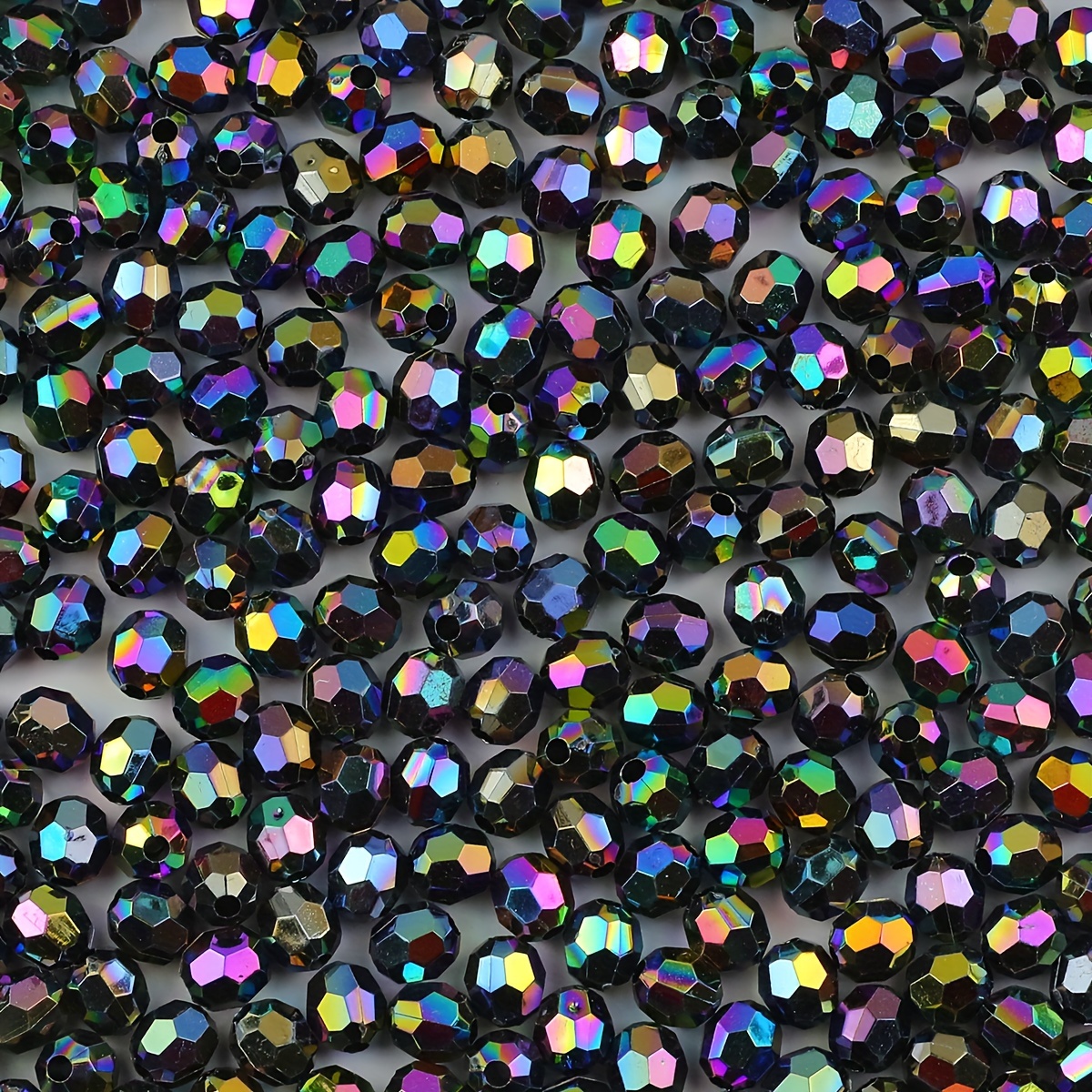 Image of 800pcs Ab Color Acrylic Transparent Beads With Diameter 8mm And Aperture 2.5mm, In Multiple Colors For Diy Handmade Bead Bag Knitting Jewelry Making Materials And Accessories, Decorative Beads