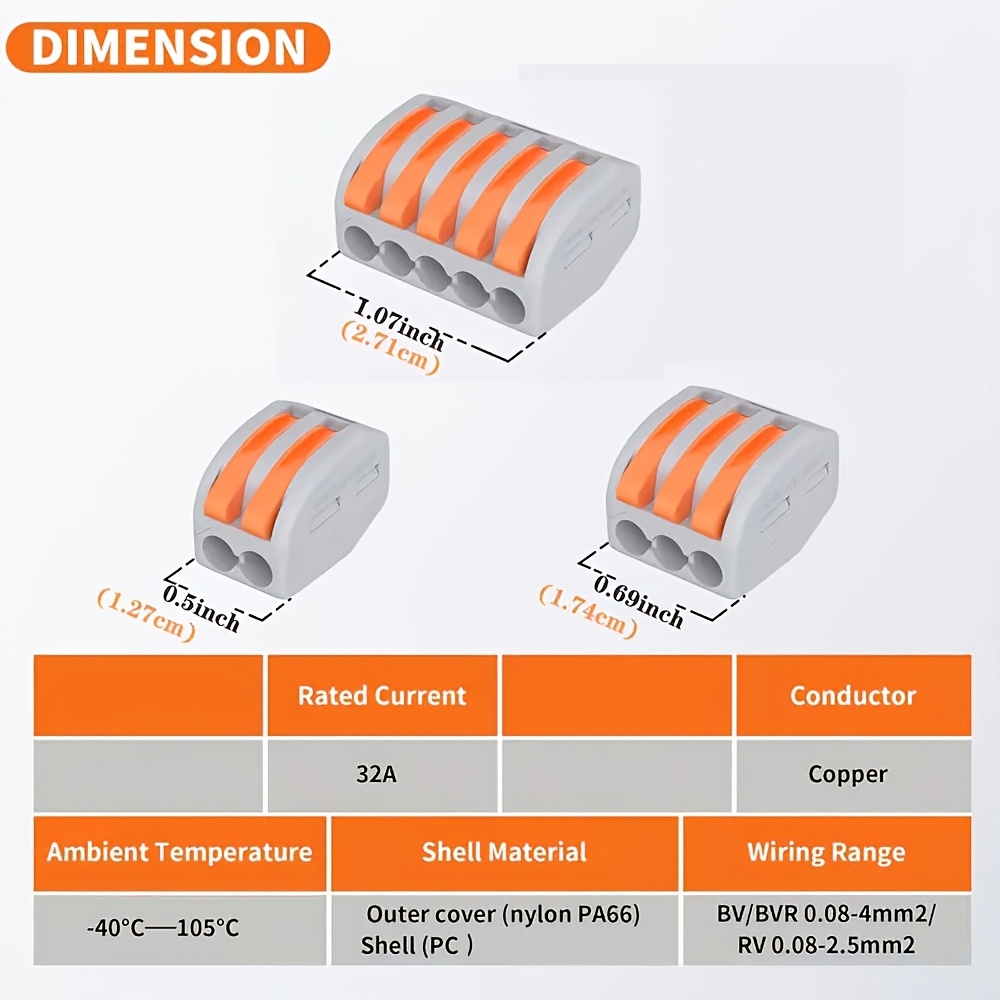 110pcs Compact Wire Connectors, Electrical Connector Blocks, 55pcs Clamp 2-port/45pcs Clamp 3-port/10pcs 5-port