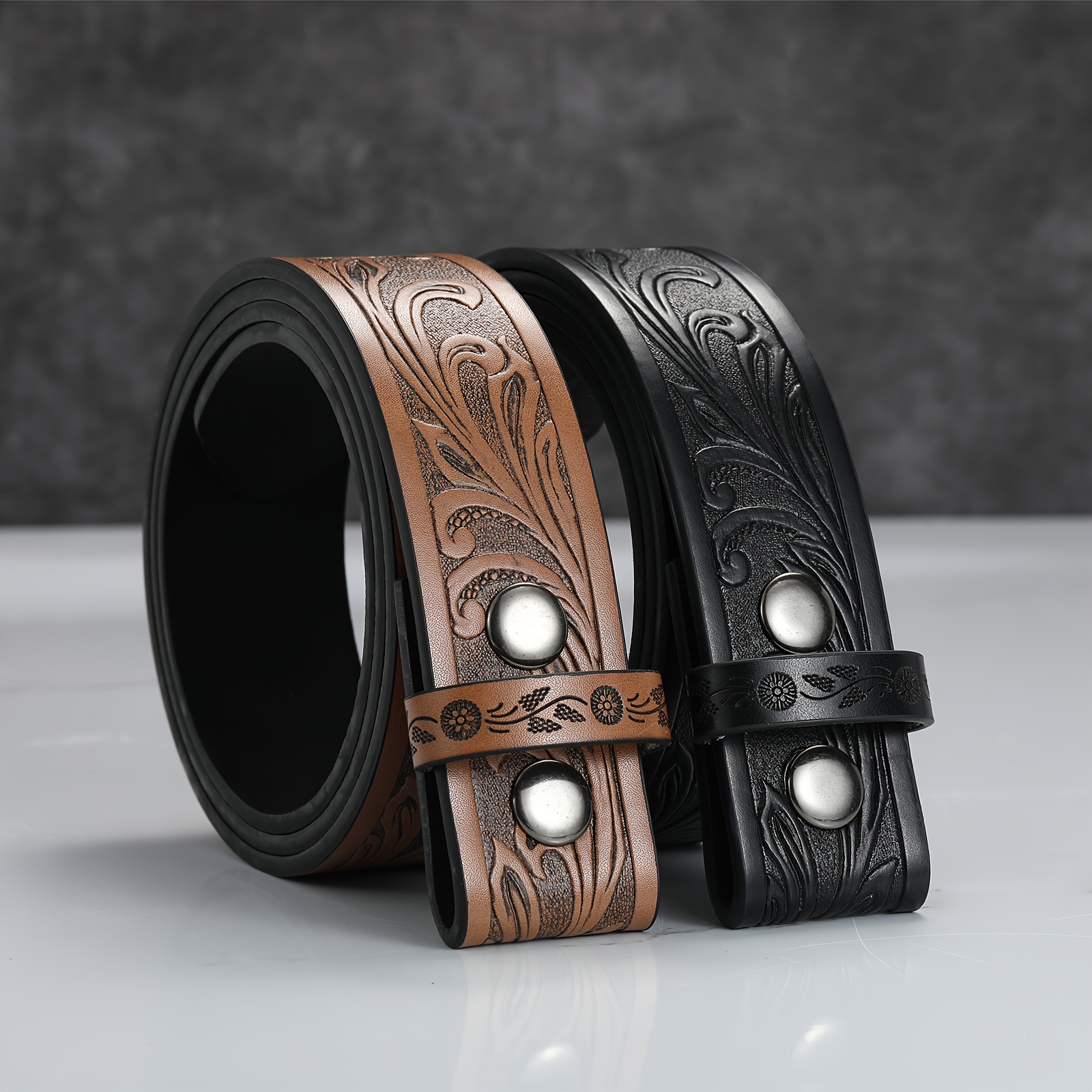 

Premium Western Cowboy Style Belt - Soft Leather, No , Fit For Jeans & Casual Wear,