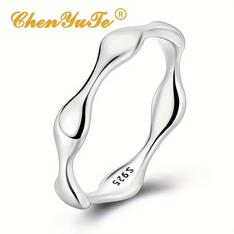 

[1pc 925 Silver Plated Teardrop Ring] 1pc Elegant 925 Silver Plated Teardrop Ring For Women, Jewelry, , Gift-, Accessory