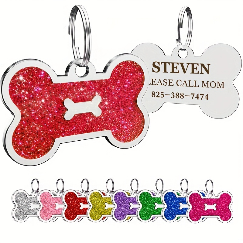 

Personalized Pet Id Tags, Custom Bone-shaped Dog Name Pendant Tags For Pet Collars, Nice Pet Accessories