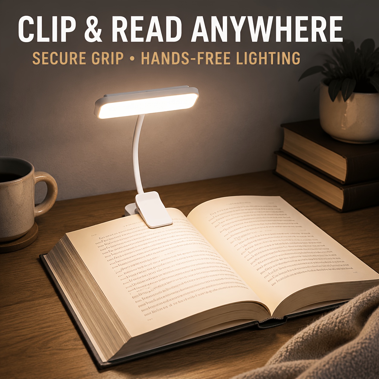 TEMU Lampada da a LED ricaricabile con clip, flessibile regolabile gradi, supporta la commutazione tra luce /luce /luce , adatta a come notturna,