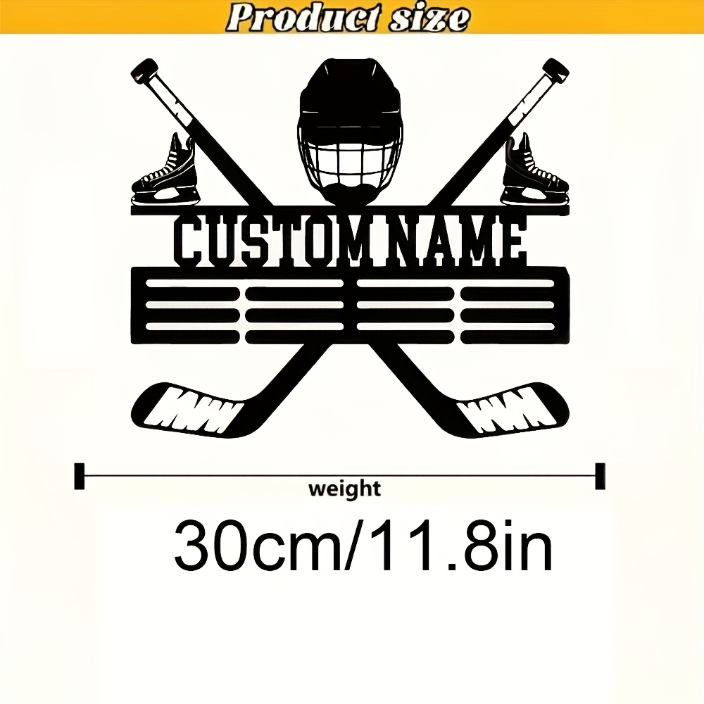 TEMU Porte-médailles de hockey sur glace personnalisé - Support de trophée de de hockey sur glace personnalisé, avec 12 crochets, structure durable,