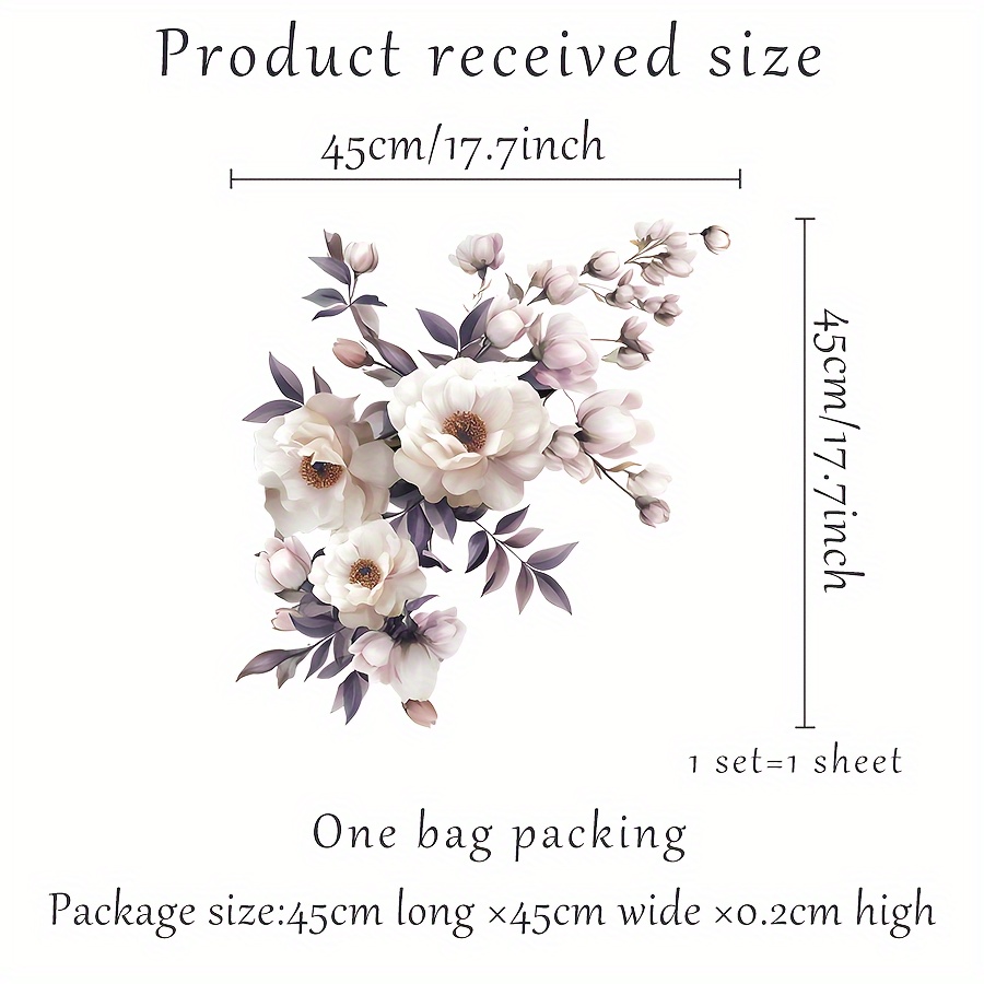 Elegant Floral Pvc Wall Sticker - Self-adhesive & Removable, , Contemporary Style For Living Room & Tv Background Decor