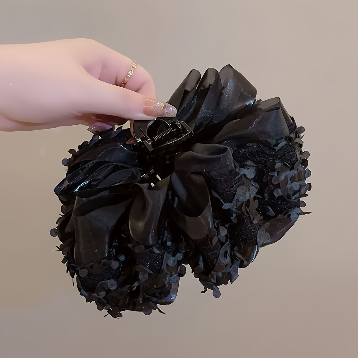 E-shop Elegante Retro Schleife Große Haarspange Mode Spitze Stoff Große Haarklammer Einfarbig Stoff Haarnadel Starker Halt Geeignet für Dickes Haar