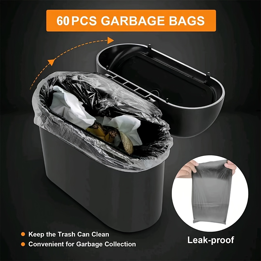 

4-piece Leak-proof Mini Car Trash Bags - 60pcs Pe Garbage Liners For Vehicle Waste Bin, Perfect Auto Accessories