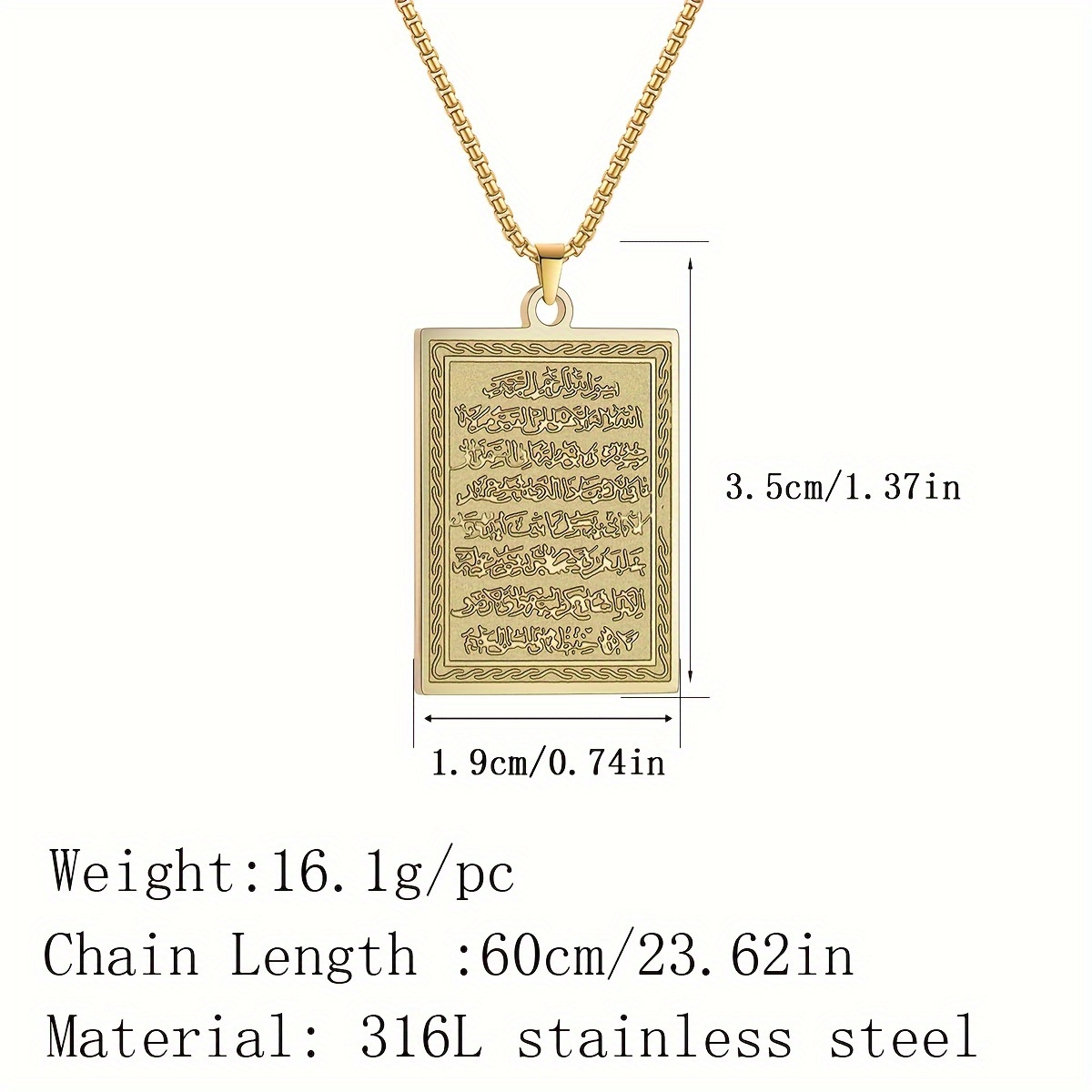 Islamic Geometric Stainless Steel Pendant Necklace