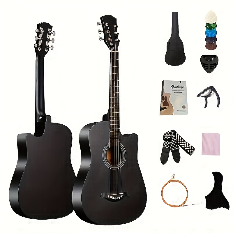 38-inch Acoustic Guitar Beginner Set, Basswood Top, , 18 , Abs Nut, Includes Backpack, Capo, Random Pick, Pick Case, Strings, Strap, Random Cleaning Cloth, Pickguard, And Manual