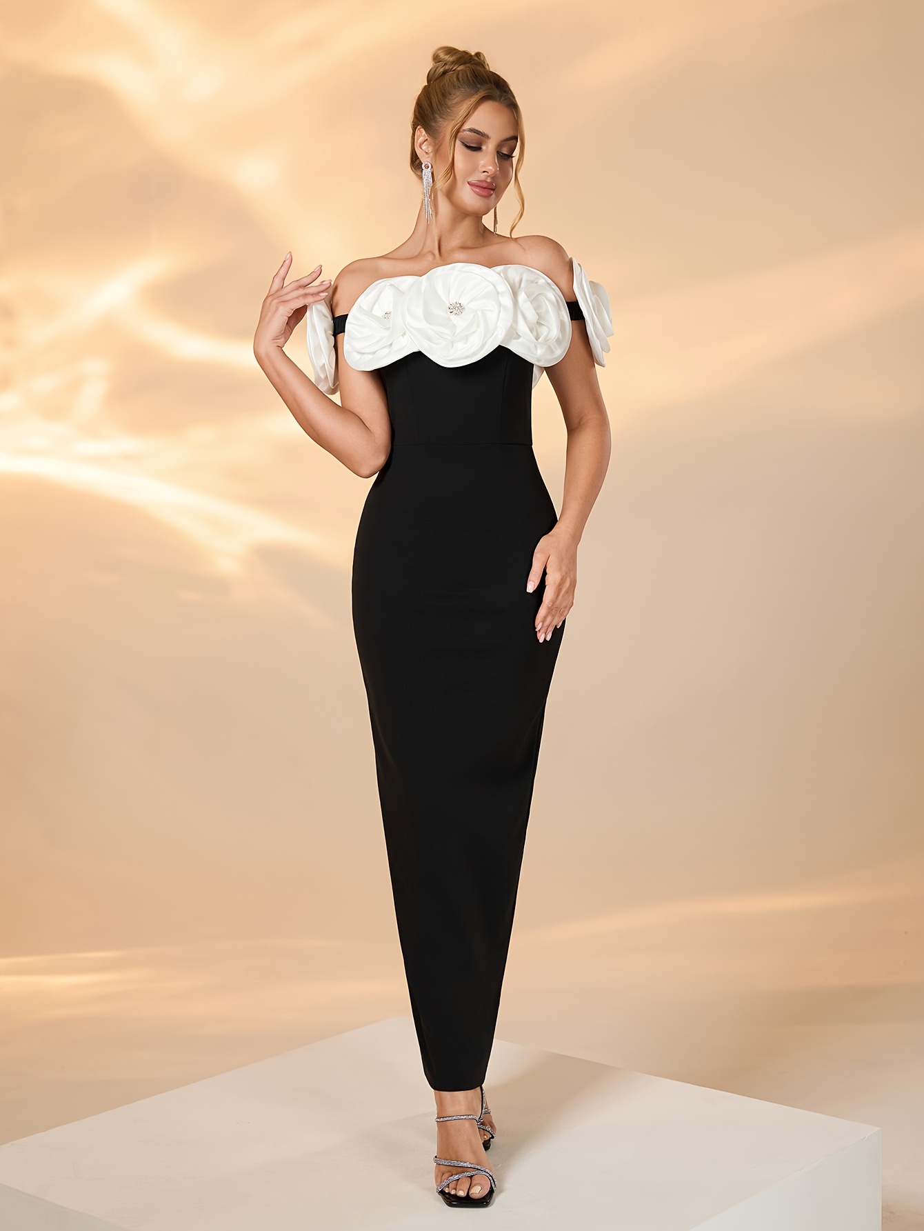 elegant wedding bridesmaid dresses Long Vintage Off Shoulder Bridesmaid Dress, Elegant Soft Satin Backles –  Dairy Bridal main image 1