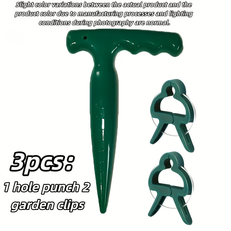 TEMU 3pcs(1 Hole 2 Garden Clips) Grip Garden Dibber Tool, Ergonomic Planting For Seedlings, Bulbs & Vegetables, Effortless Soil Hole Puncher For