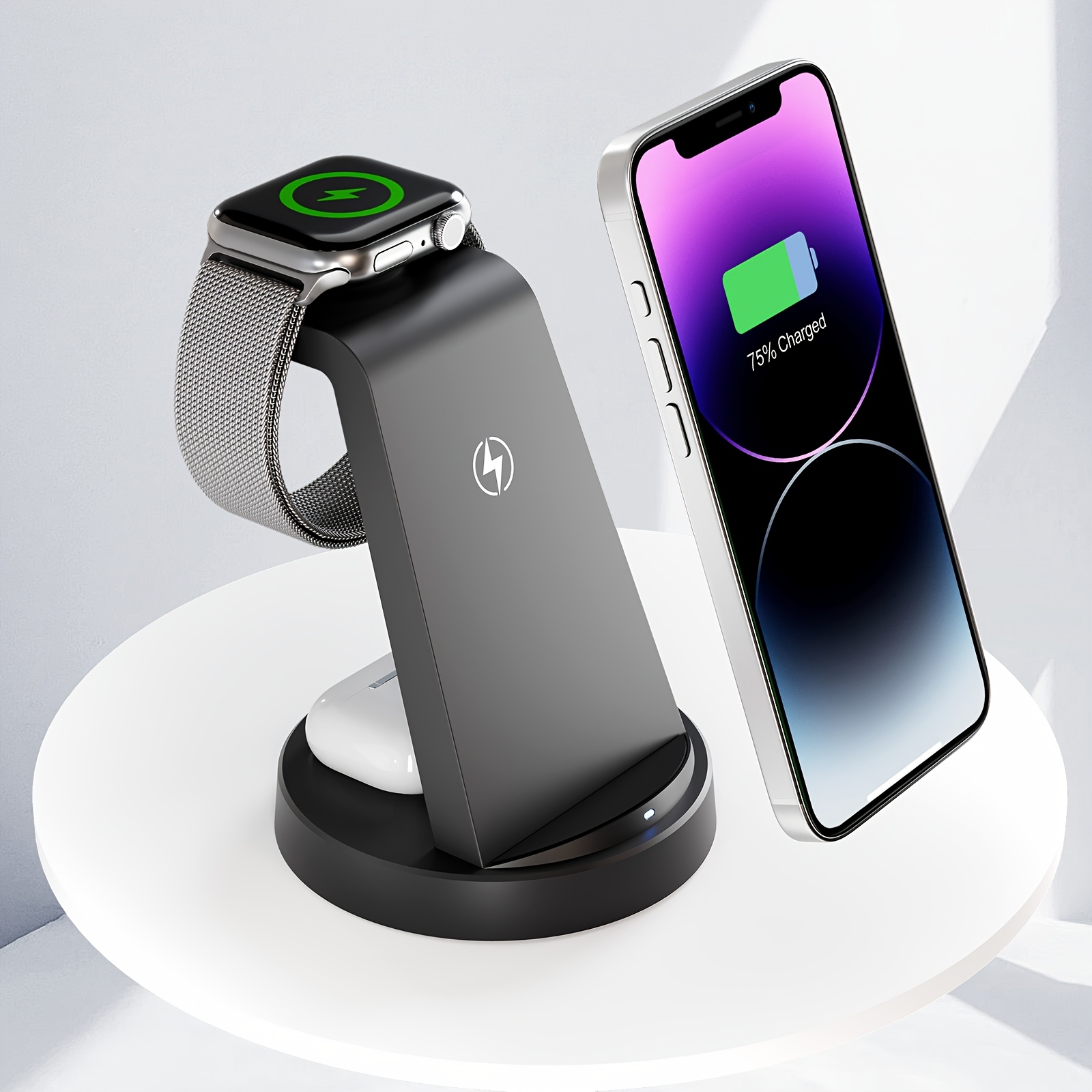 TEMU 3in 1 Wireless Charger, Wireless Charging Station, For Multiple Devices, Dock For Home And Office, For Iphone 18 17 16 15 14 13 13 12 11 X 8 Pro