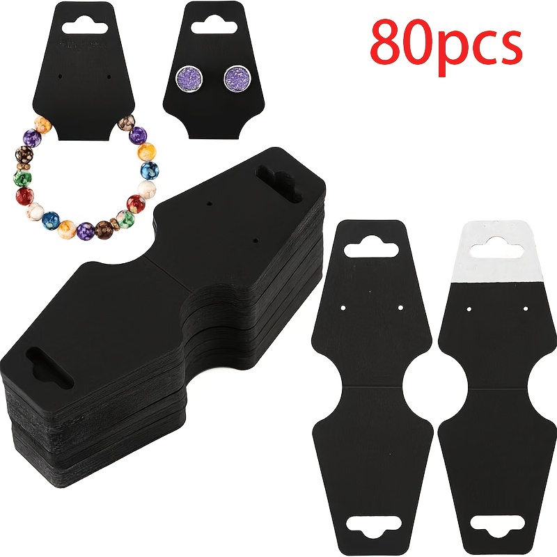 TEMU 80/65/55/24pcs Black Paper Tags, Jewelry Display Cards With Adhesive Backing, Diy, Suitable For Jewelry, Headbands, Necklaces, Earrings, And