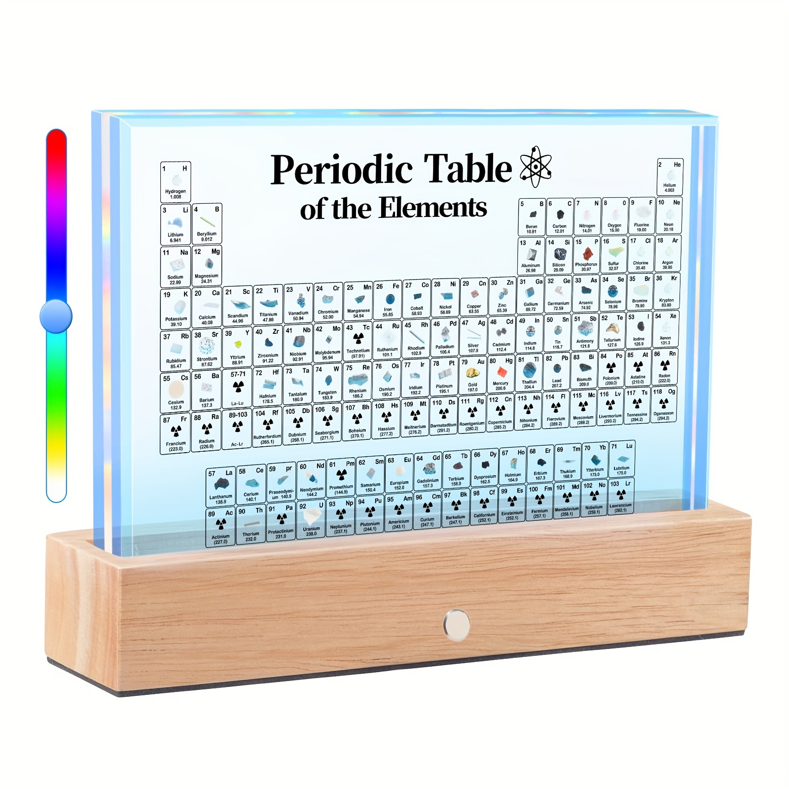 

Table With Real Inside, Real Table Of , Acrylic Table With 7 Led Lights Base & 83 Real Samples, Display Gift Teachers Crafts