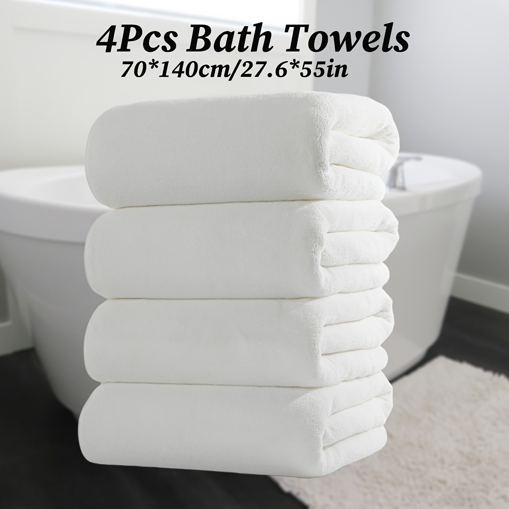 TEMU 4pcs Solid Towel Set 70*140cm/27.6*55in, Microfiber Material, Soft And Comfortable With Absorption, Family Set, Sauna Towel, In Multiple Colors,