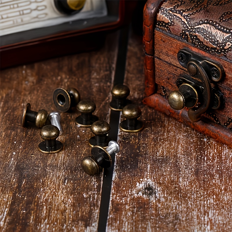 

10pcs Vintage Bronze Mini Round Knobs With Mounting Screws - Rustic Alloy Metal Drawer Pulls For Wooden Cabinets & Dressers - Antique Decorative Hardware Accessories