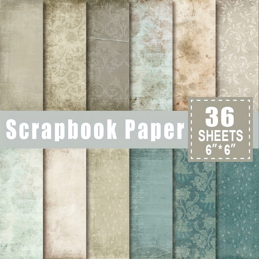 

Vintage Blue Scrapbook Paper Pad - 36-pack, 6x6 Inch, Decorative Art Craft Cardstock For Scrapbooking, Card Making, Diy Background Supplies