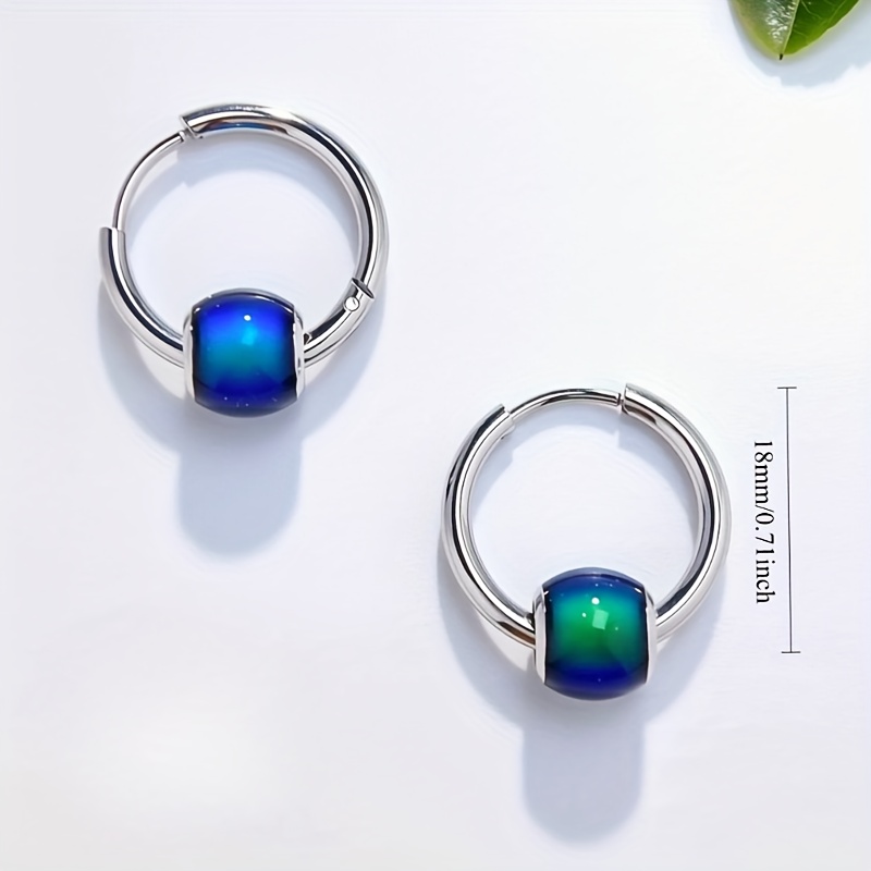 TEMU Hypoallergenic Stainless Steel Mood Hoop Earrings For Women | Anti-tarnish & Fit | Minimalist Everyday Hoops | Elegant Gift For Valentine's