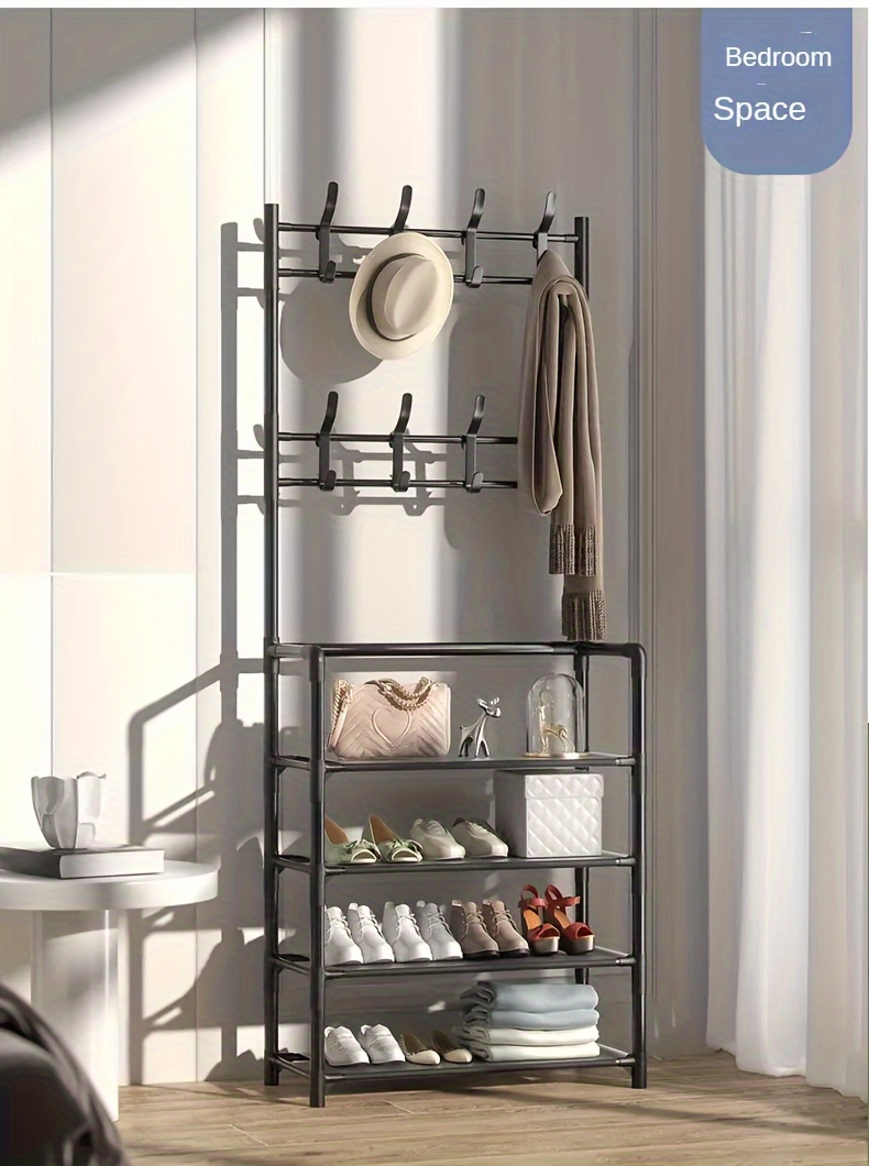 versatile entryway organizer   shoe rack with hooks ideal for clothes hats bags umbrellas     or classroom storage details 7