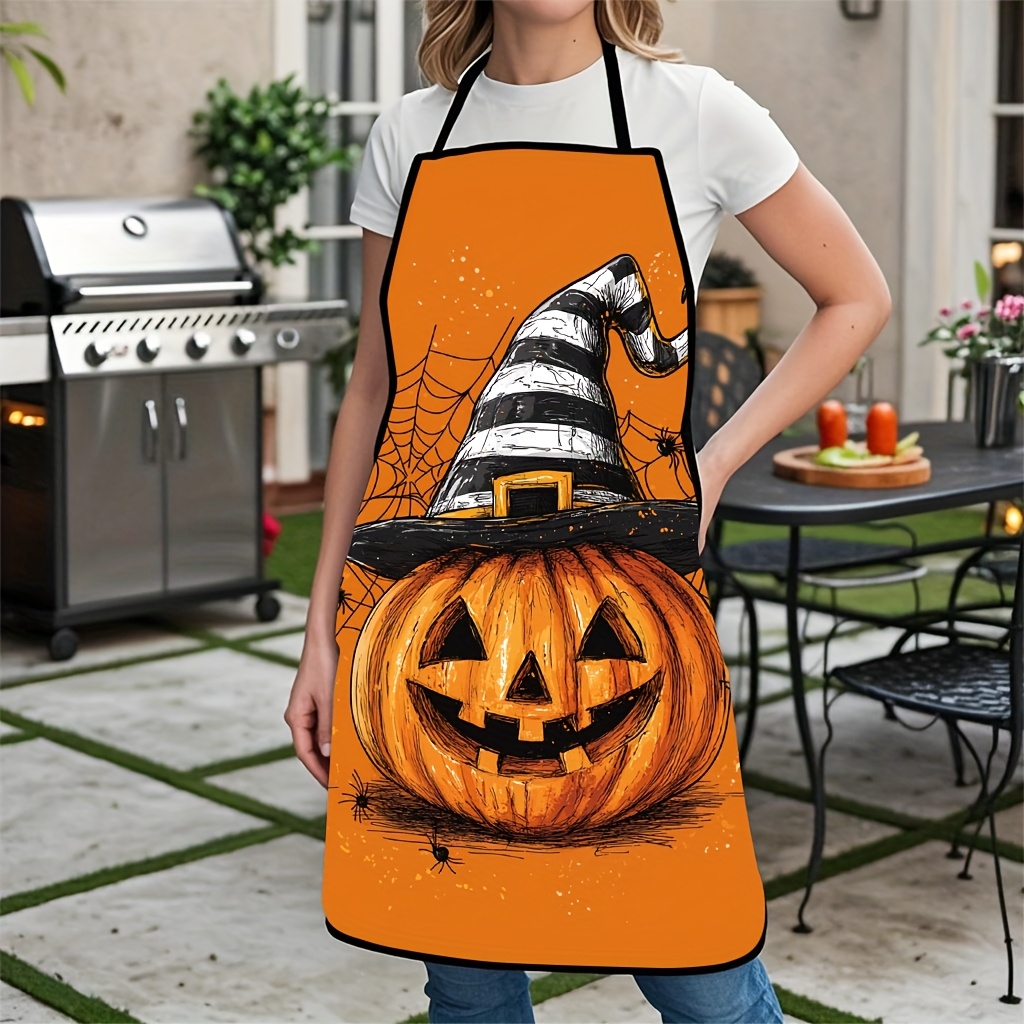 TEMU 1pc Halloween Apron - Pumpkins - Perfect For Kitchen Party Costumes - Ideal For Baking, Cooking & Decor - Great Halloween Gift - High-quality
